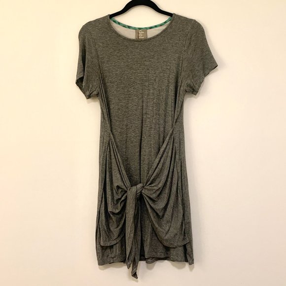 Anthropologie Dolan Grey Tie Front Dress - Picture 2 of 5
